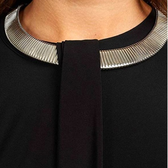 Joseph Ribkoff Black Cocktail Shift Dress Choker collar Style 173012 Size 14 - Picture 3 of 8